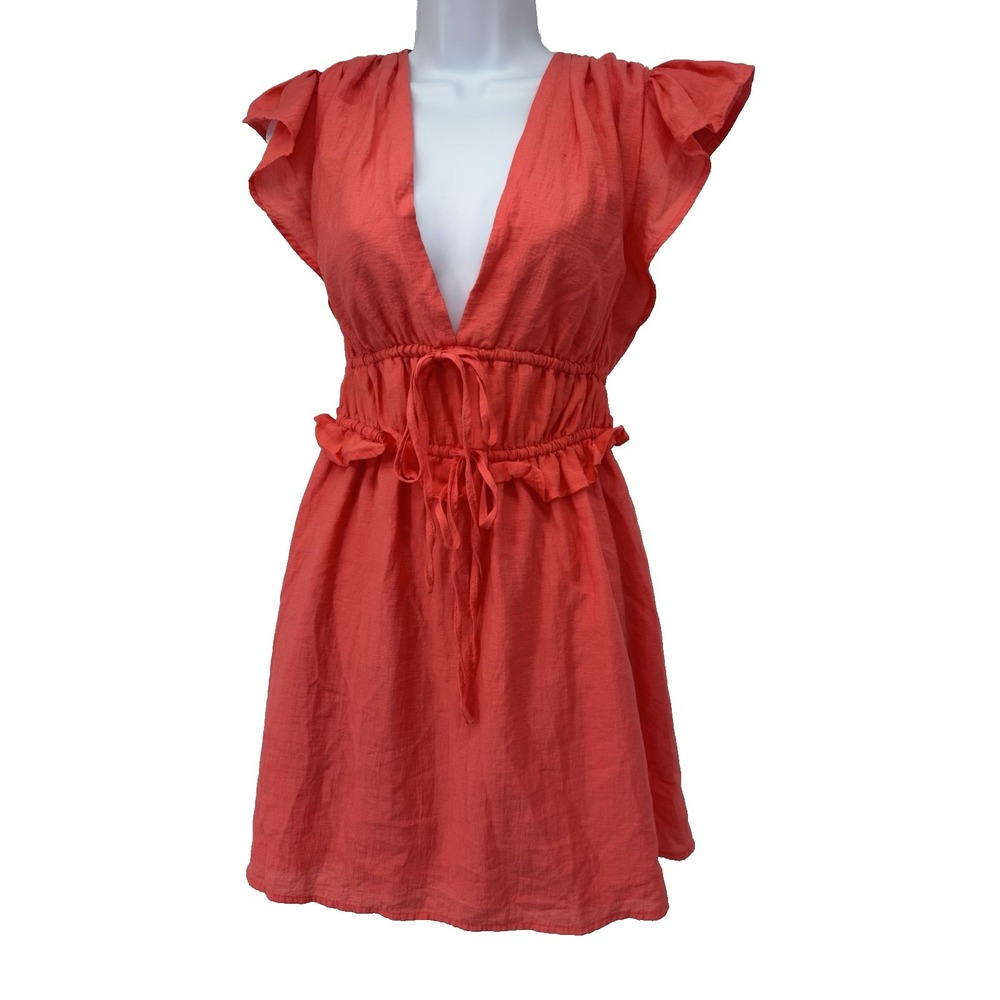 Scoop Y2K milkmaid babydoll peach dress beachy boho vacation coquette summer M